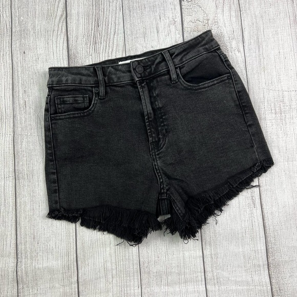 hidden Pants - Hidden High Waisted Black Washed Fray Hem Jean Shorts Size Small